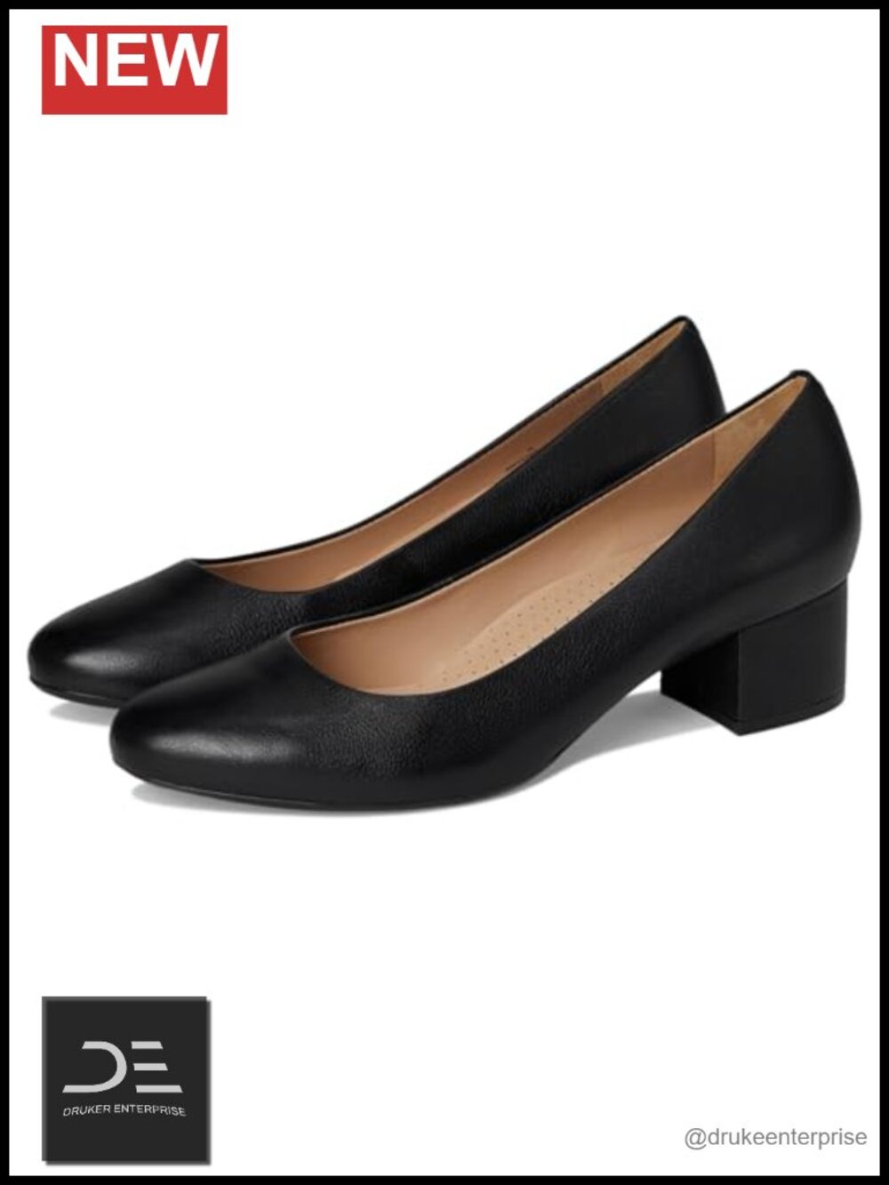 Women's Leather Block Heel Square Toe Pumps Formal